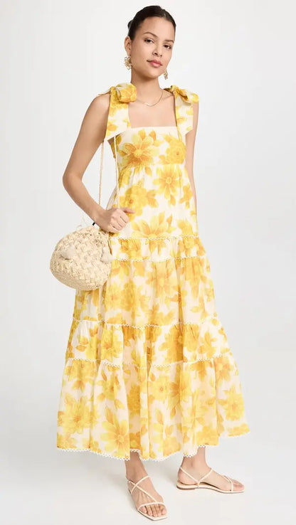 Sonny Midi Stylish Sundress - Lemon