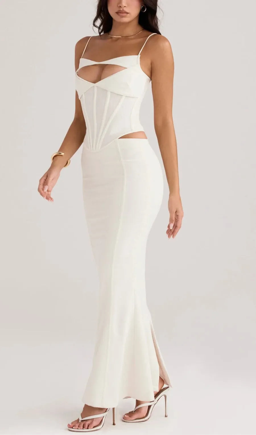 Paloma Ivory Stylish Corset Maxi Dress