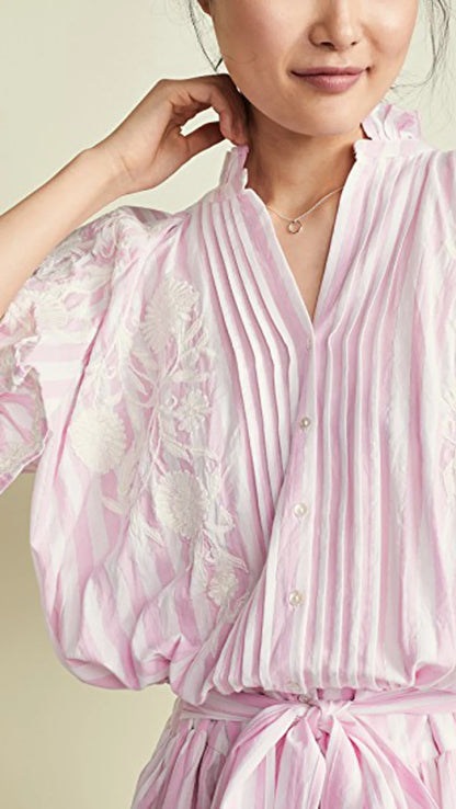 Blouson Dress Stylish In Pink Stripe