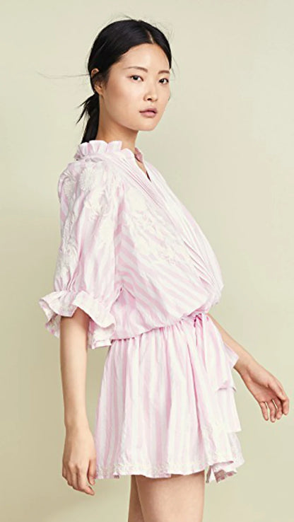 Blouson Dress Stylish In Pink Stripe