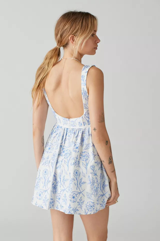 Maisie Linen Stylish Floral Mini Dress