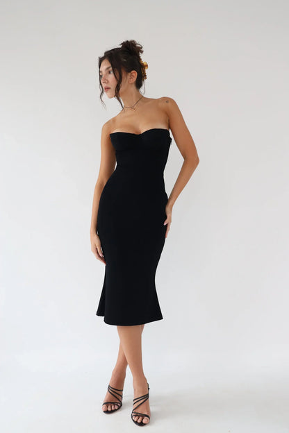 Strapless Supermodel Stylish Dress Black