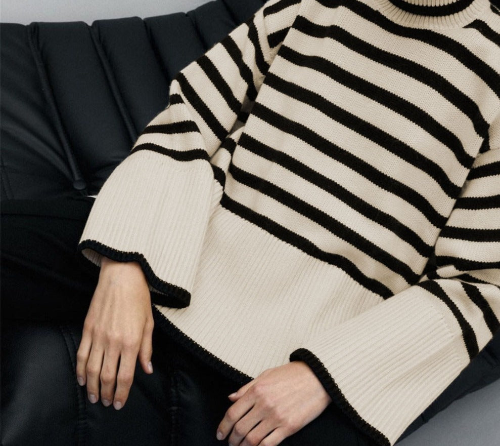 Stripe Elegant Lose Sweater