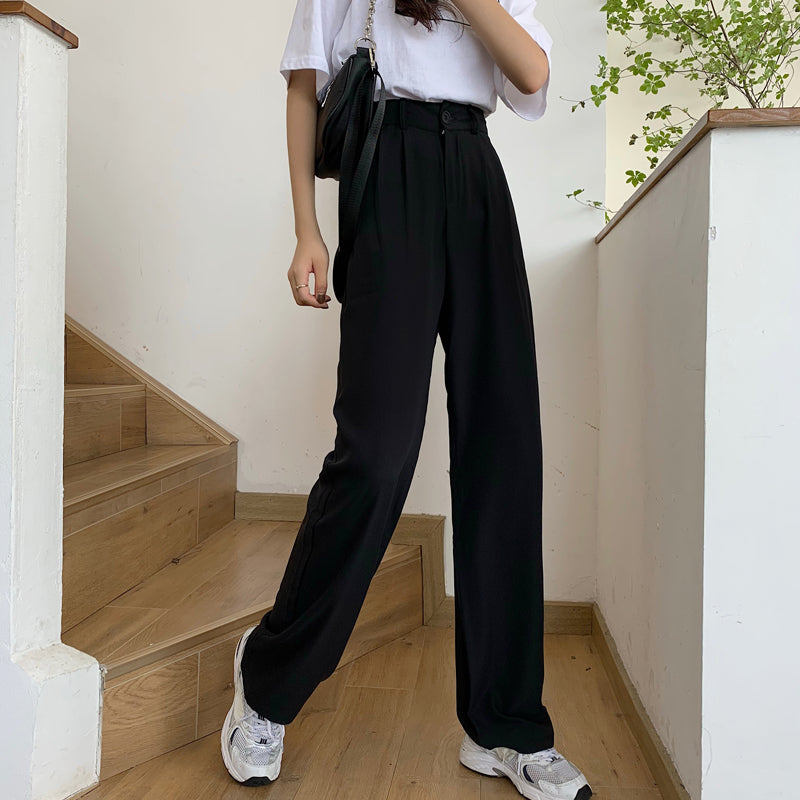 Spring Long Pants For Women High Waist Capris Summer Fashion Elegant Casual Office Lady Straight Trouser