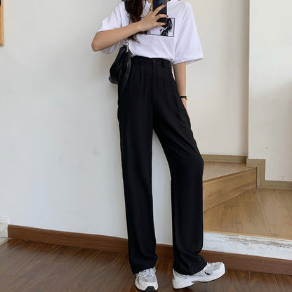 Spring Long Pants For Women High Waist Capris Summer Fashion Elegant Casual Office Lady Straight Trouser