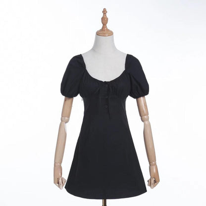 Puff Short Sleeve Front Tie Mini Dress Free From Label