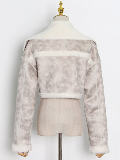 Cropped Fur Stylish Lining Biker Jacket