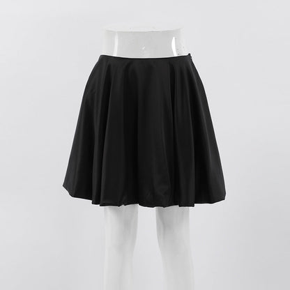 Puff Pleated High Charming Waist Mini Skirt