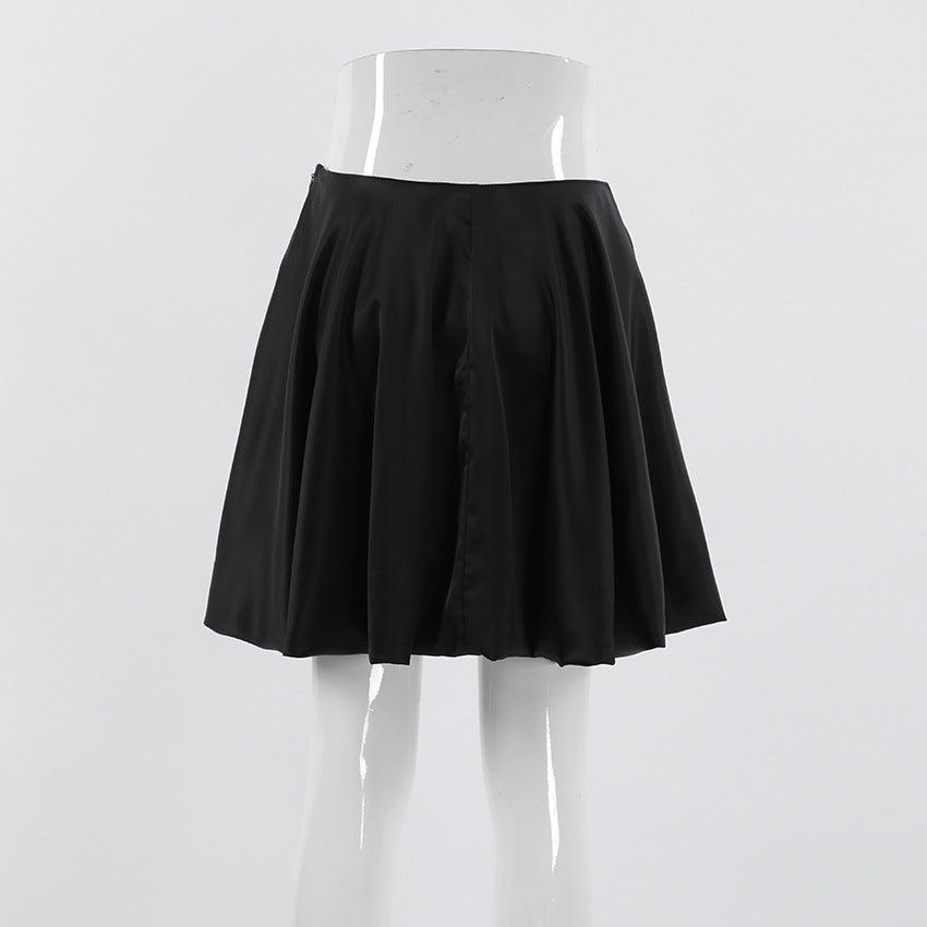 Puff Pleated High Charming Waist Mini Skirt