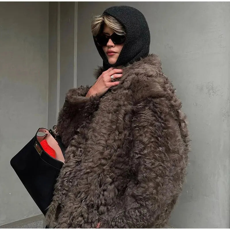 Fuzzy Faux Stylish Fur Coat