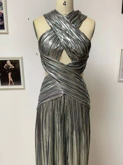 Silver Bandage Stylish Maxi Dress