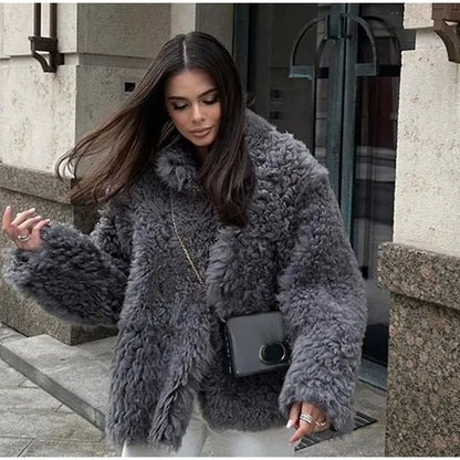 Fuzzy Faux Stylish Fur Coat