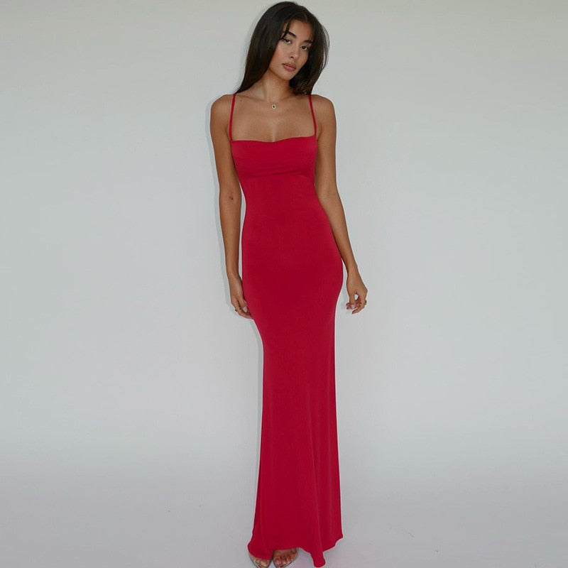 Strappy Backless Stylish Bodycon Maxi Dress