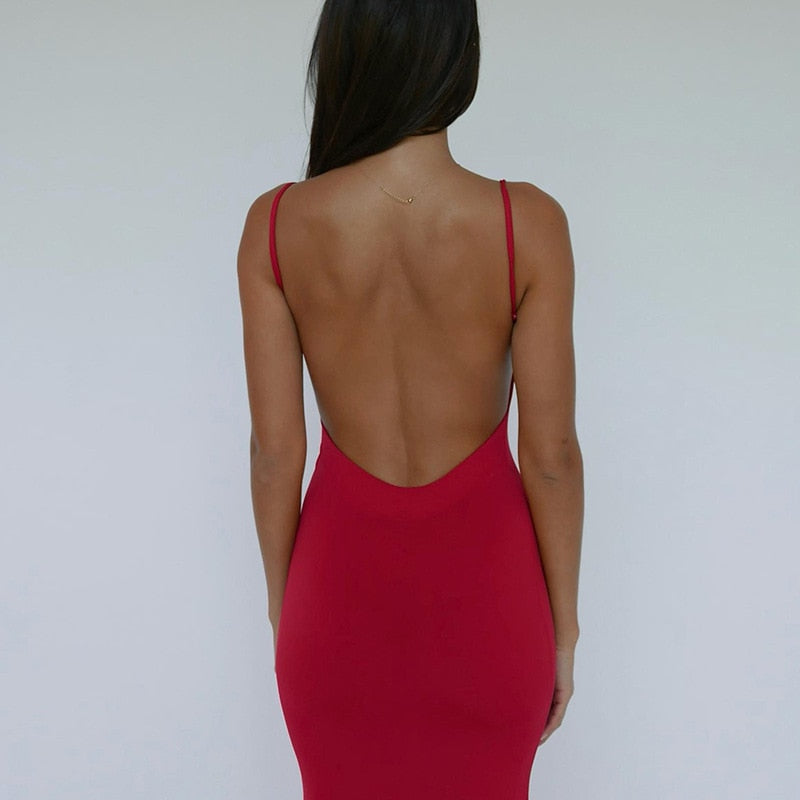 Strappy Backless Stylish Bodycon Maxi Dress