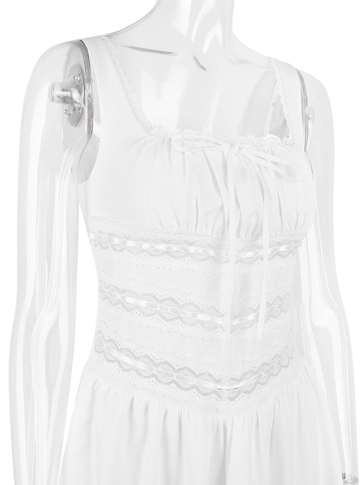 White Lace Stylish Patchwork Mini Dress