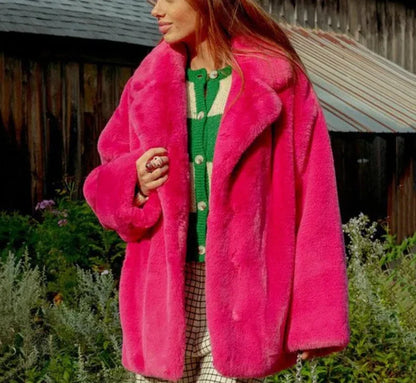 Long Faux Stylish Fur Coat