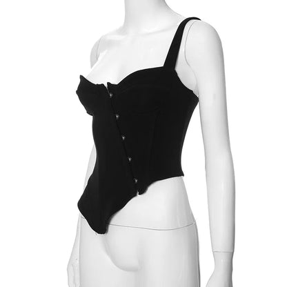 Black Asymetric Stylish Corset Top