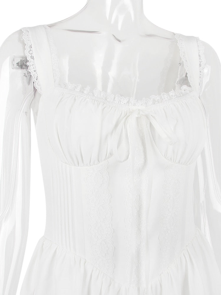 White Corset Lace Charming Flare Mini Dress