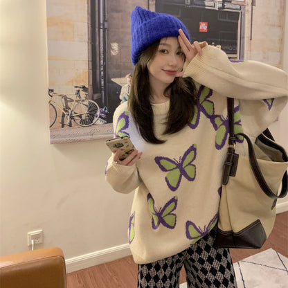 Butterfly Elegant Print Sweater