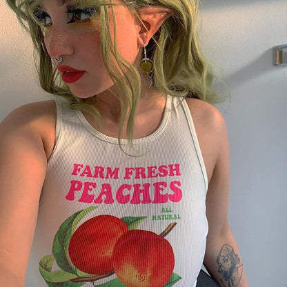 Peaches Graphic Stylish Tank Top