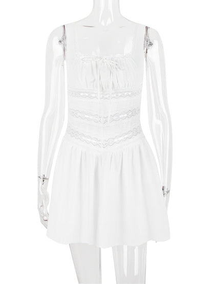 White Lace Stylish Patchwork Mini Dress