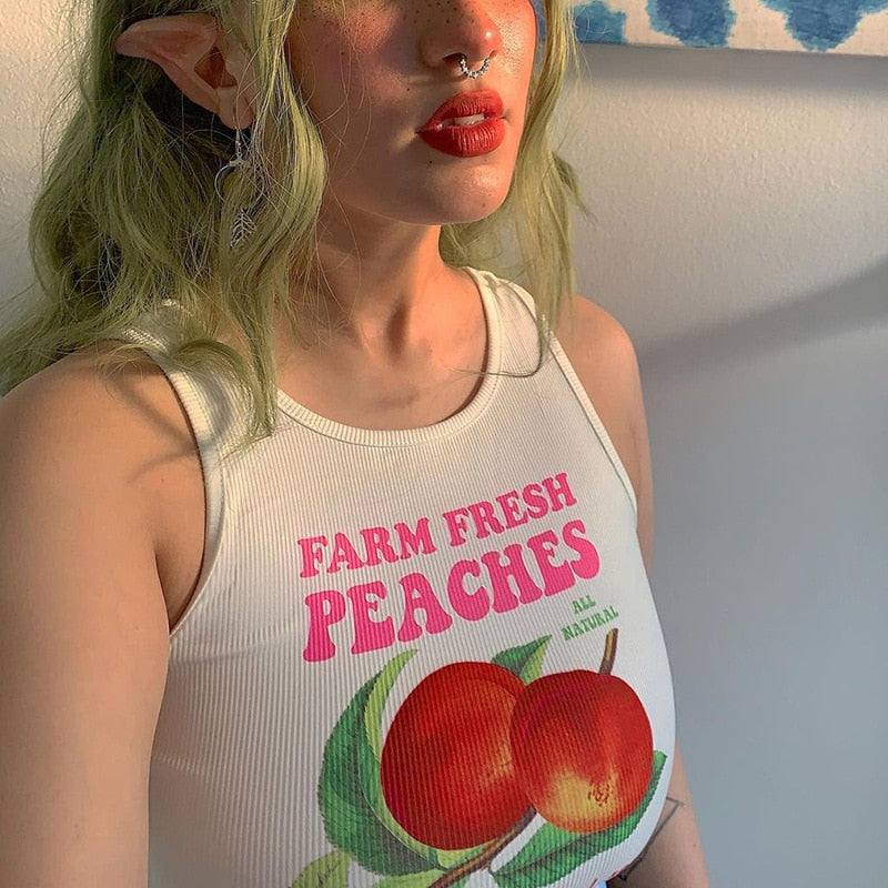 Peaches Graphic Stylish Tank Top