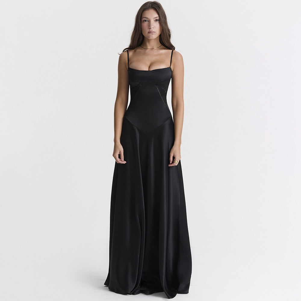 Satin Back Tie-Up Maxi Dress - Free From Label