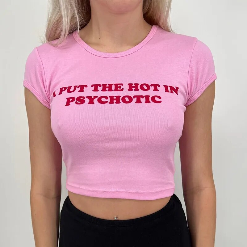 Text Quote Stylish Print Crop Top