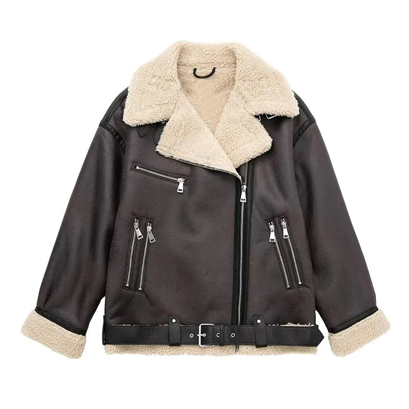 Faux Fur Stylish Double-sided Zipper Jacket