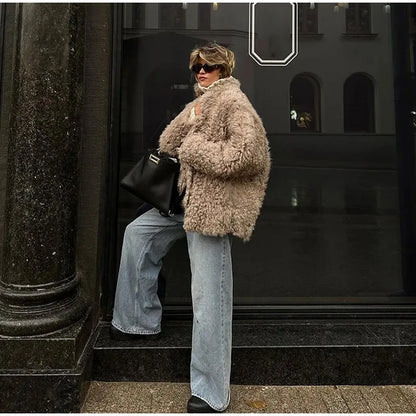 Fuzzy Faux Stylish Fur Coat