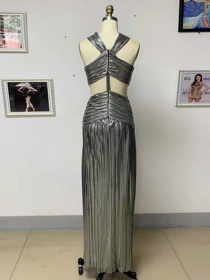 Silver Bandage Stylish Maxi Dress