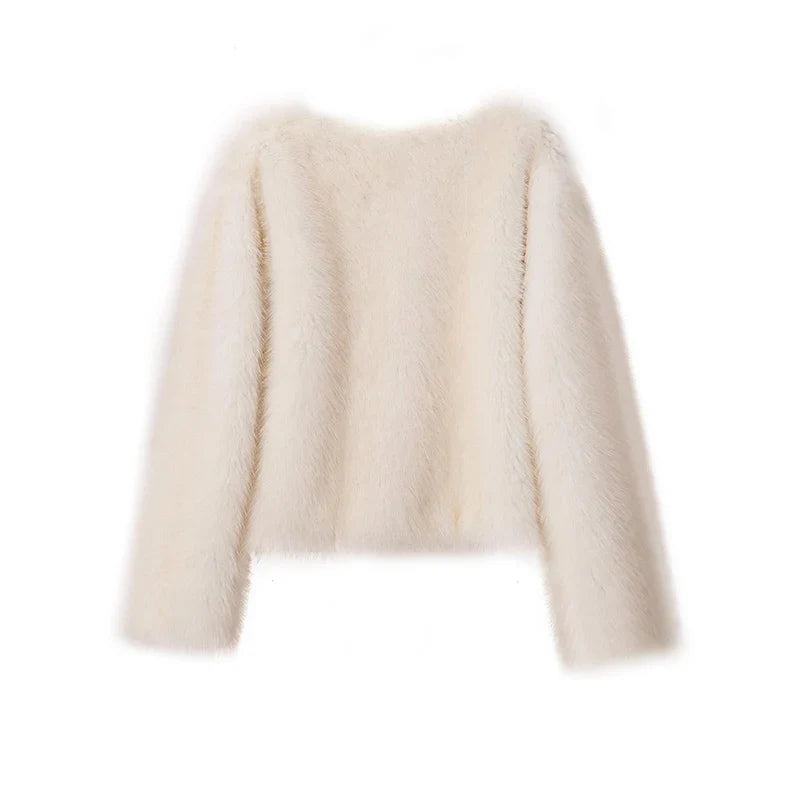 Cropped Faux Stylish Fur Coat