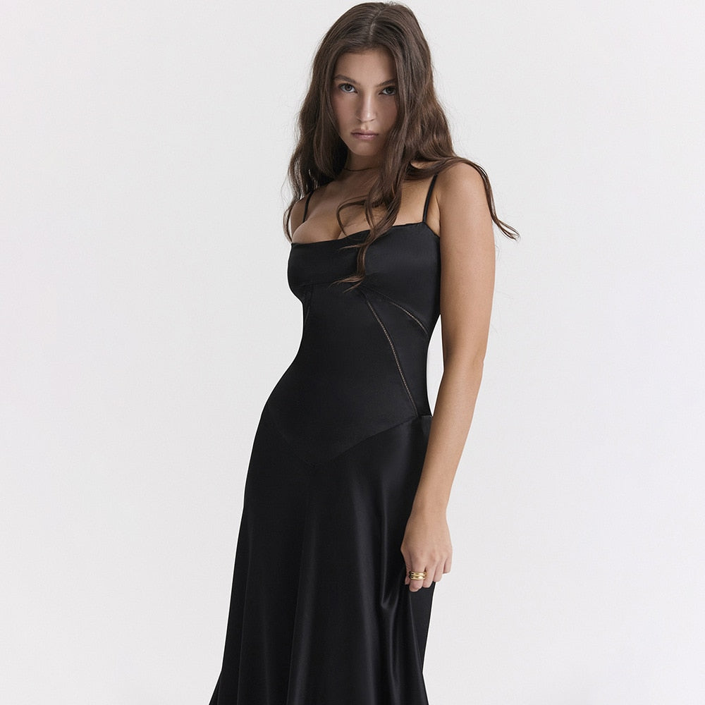 Satin Back Stylish Tie-Up Maxi Dress