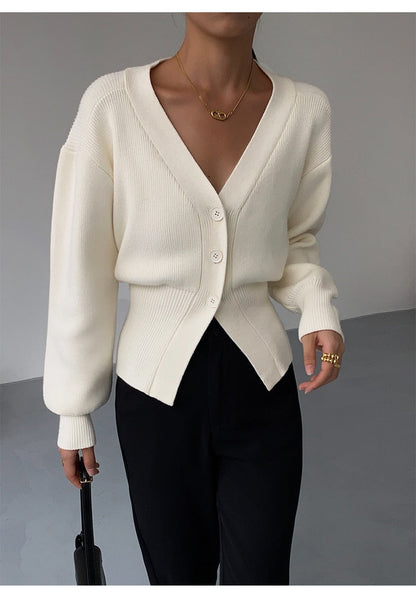 V-Neck Solid Stylish Buttoned Cardigan