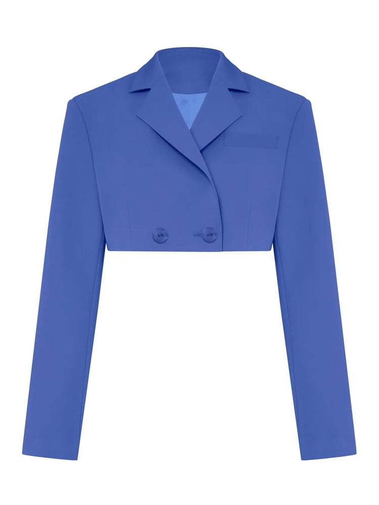 Cropped Blazer And Pleated Mini Skirt Set Free From Label