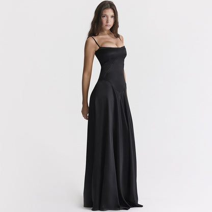 Satin Back Stylish Tie-Up Maxi Dress