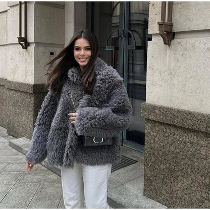 Fuzzy Faux Stylish Fur Coat