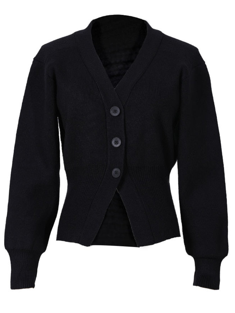 V-Neck Solid Stylish Buttoned Cardigan