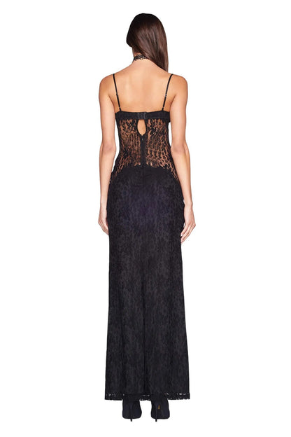 Black Lace Patchwork Charming Strappy Maxi Dress