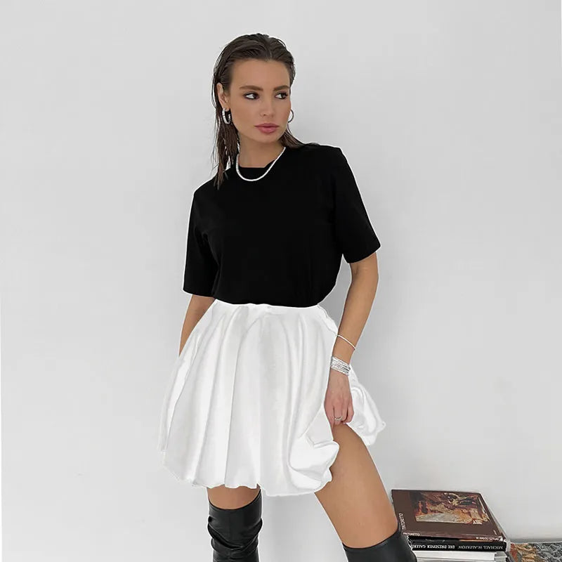 Puff Pleated High Charming Waist Mini Skirt