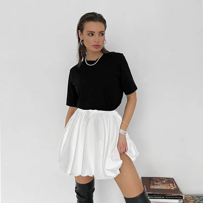 Puff Pleated High Charming Waist Mini Skirt