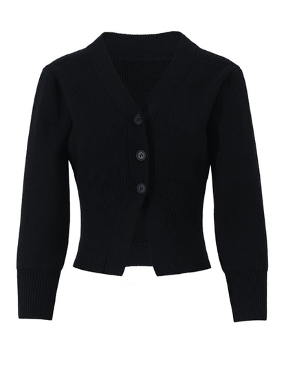 V-Neck Solid Stylish Buttoned Cardigan