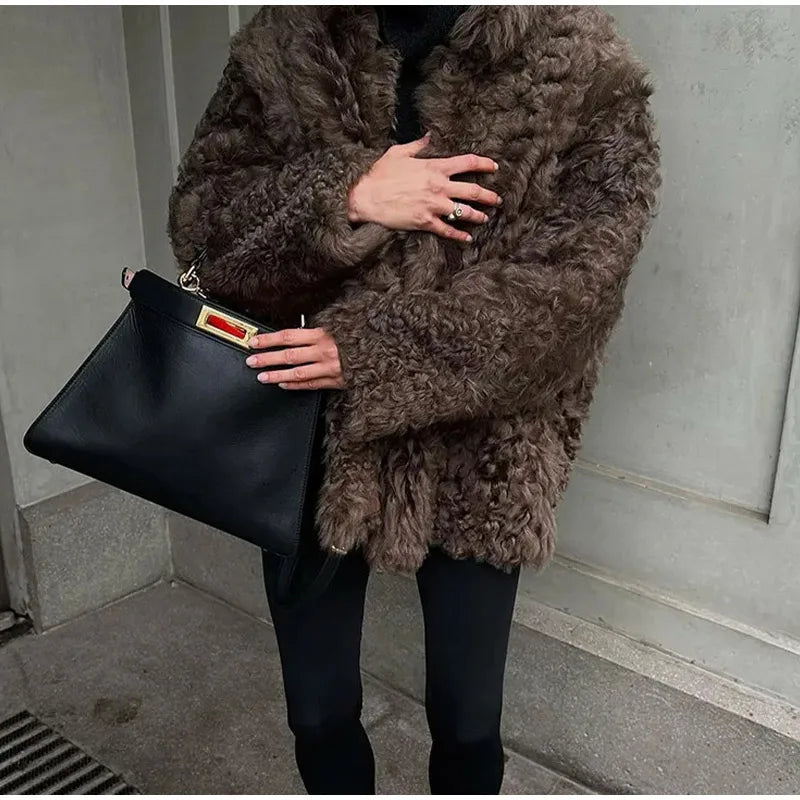 Fuzzy Faux Stylish Fur Coat