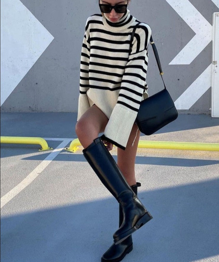 Stripe Elegant Lose Sweater