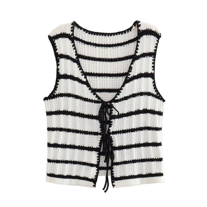 Stripe Knitted Vest Top And Pants Set - Free From Label