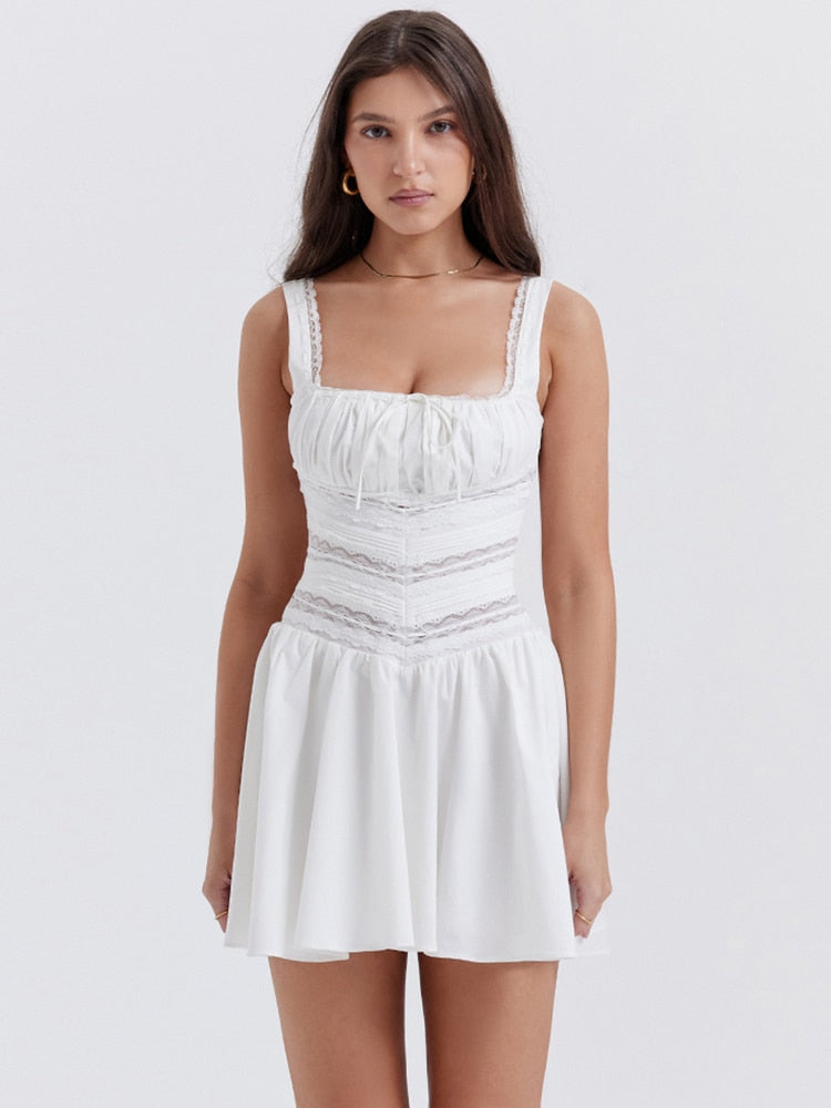 White Lace Patchwork Mini Dress Free From Label