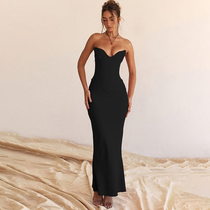 Strapless Sweetheart Neckline Charming Bodycon Maxi Dress