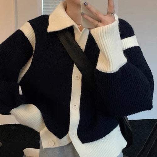 Contrast Turtleneck Buttoned Cardigan Free From Label