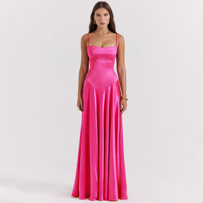 Satin Back Tie-Up Maxi Dress - Free From Label