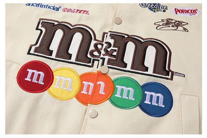 M&M Graphic Stylish Embroidered Bomber Jacket